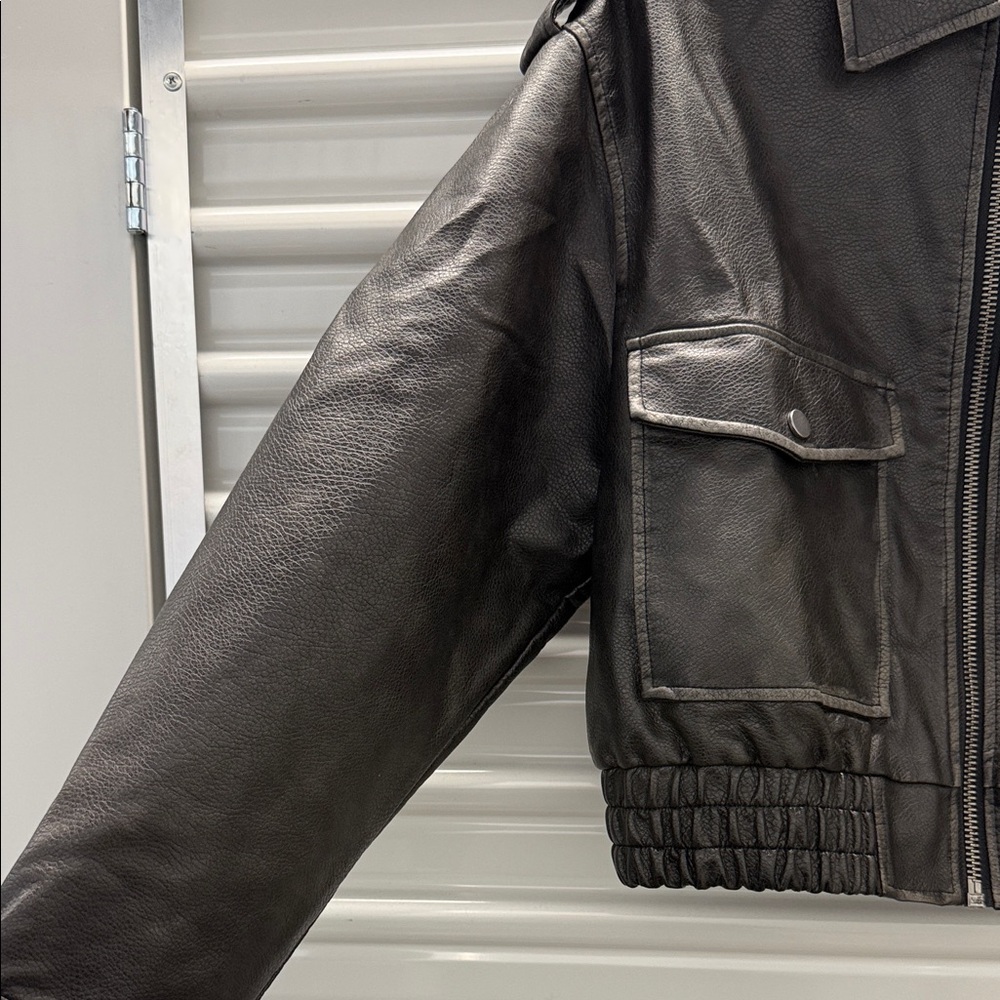 Topshop Faux Leather Dark Brown Jacket - Picture 2 of 4
